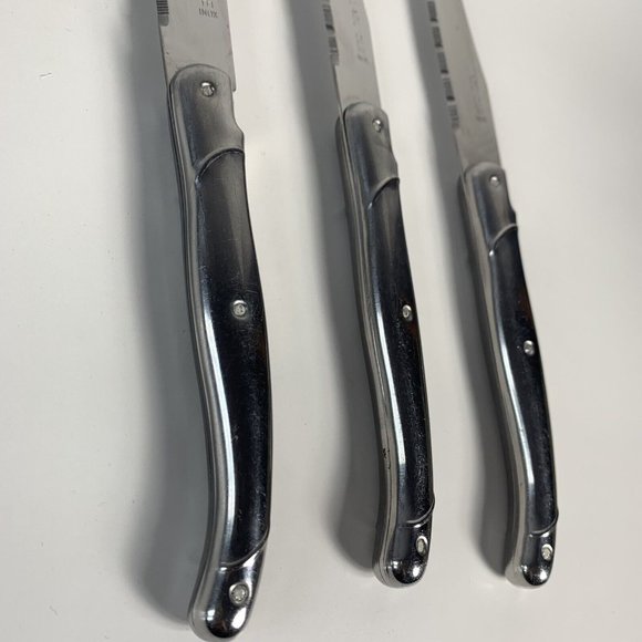 Vintage Laguiole Steak Knife Set Inox France Silver Stainless Steel Set of 3 - Picture 4 of 5